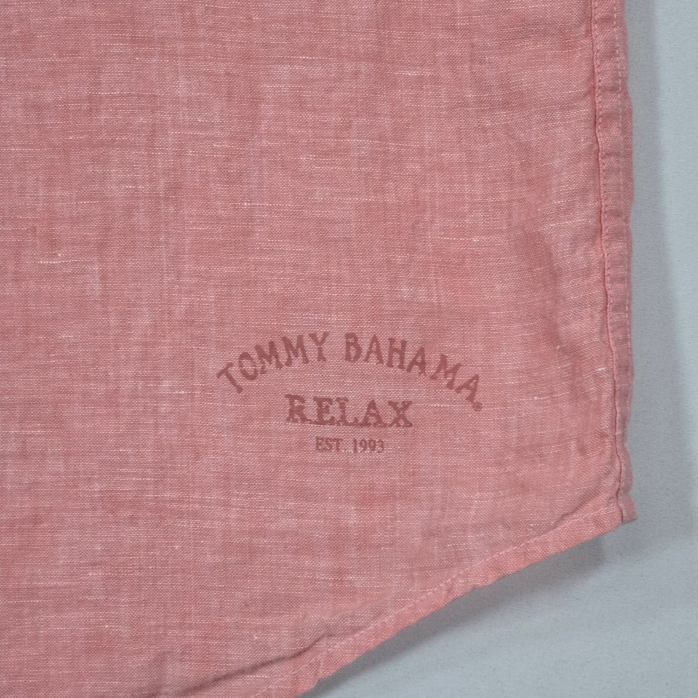 Tommy Bahama Men XL 100% Linen Button Front Shirt Pink Relax Fit Island Casual - Picture 6 of 13